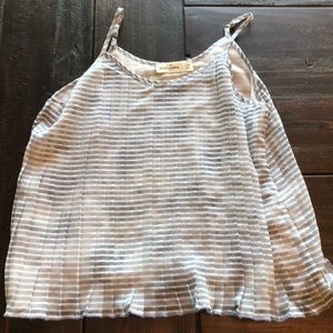 Blue and White striped pleated tank